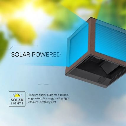 Aplique solar LED con sensor LED/9W/3,7V 3000/4000/6000K IP65 2600 mAh marrón
