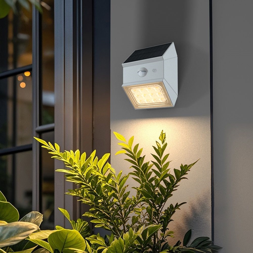 LED Aplique solar de pared con sensor LED/2,5W/3,7V 3000/4000/6000K IP65 1200 mAh blanco