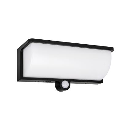 Aplique solar LED de pared con sensor de movimiento y de crepúsculo LED/3W/3,7V IP54 1500 mAh negro
