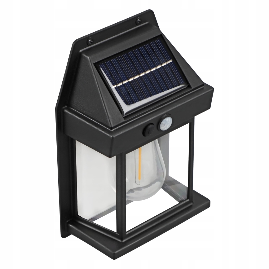 Aplique solar LED de pared con sensor LED/3,7V 600 mAh IP44 negro