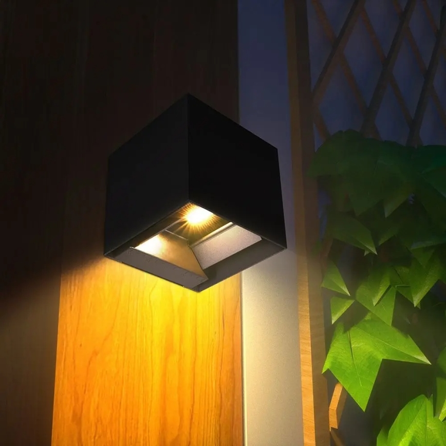 Aplique solar de pared LED con sensor LED/9W/3,7V 3000/4000/5000K IP65 2600 mAh negro