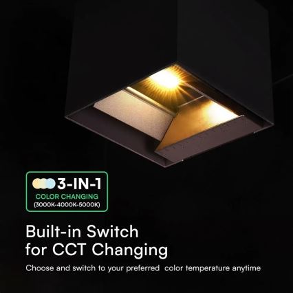 Aplique solar de pared LED con sensor LED/9W/3,7V 3000/4000/5000K IP65 2600 mAh negro