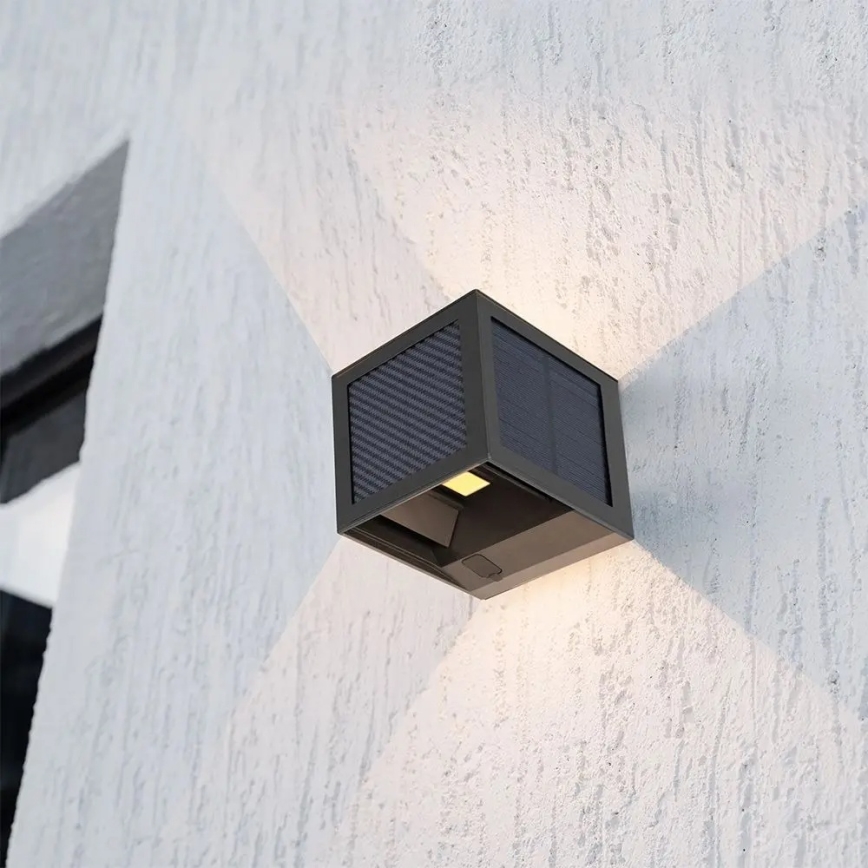 Luminaria solar de pared con sensor LED 9W/3,7V 3000/4000/6000K IP65 2600 mAh negra