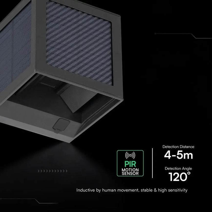 Luminaria solar de pared con sensor LED 9W/3,7V 3000/4000/6000K IP65 2600 mAh negra