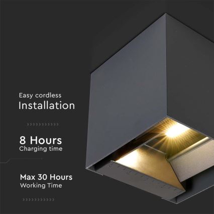 Aplique solar de pared LED con sensor LED/9W/5V 3000/4000/5000K IP65 2600 mAh antracita
