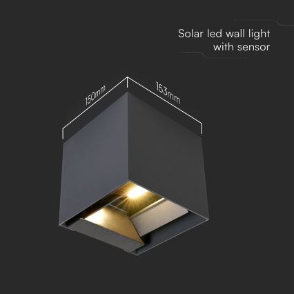 Aplique solar de pared LED con sensor LED/9W/5V 3000/4000/5000K IP65 2600 mAh antracita