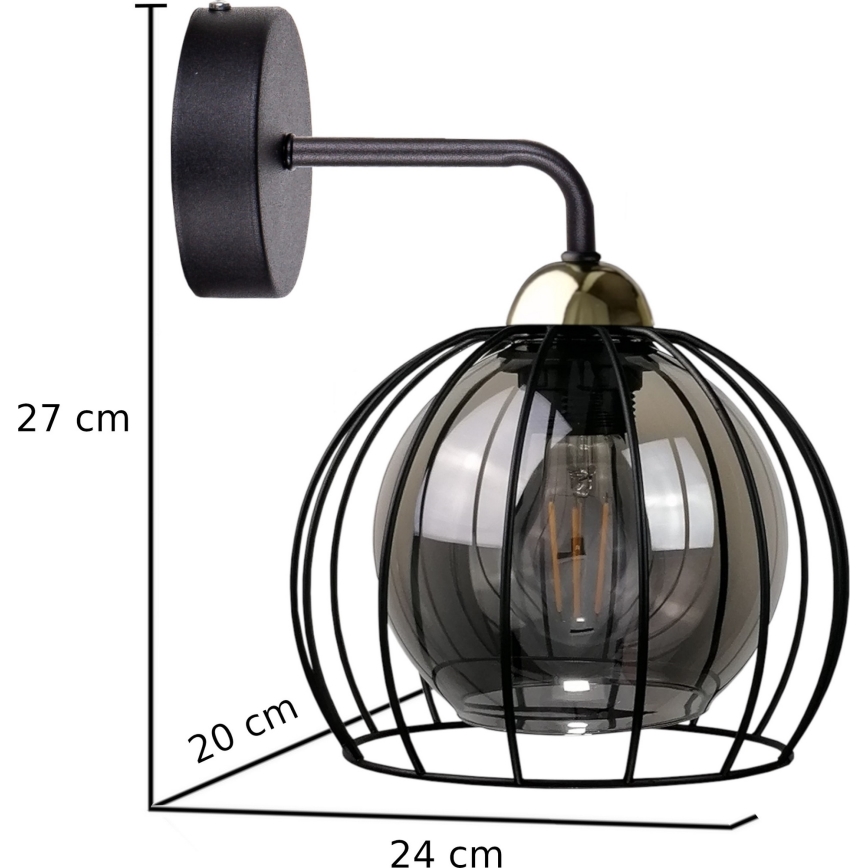 Aplique SOLO BLACK 1xE27/60W/230V negro/dorado