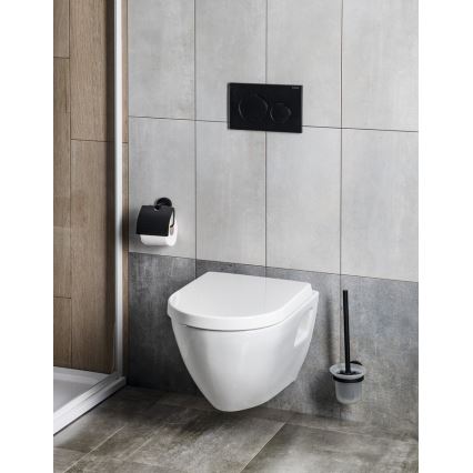 Aqualine - Escobilla de baño de pared SAMBA vidrio lechoso/negro mate