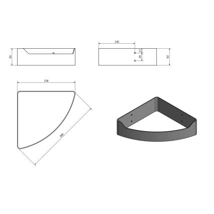Aqualine - Estante de esquina para ducha SAMBA 21,8x30 cm negro
