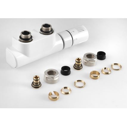Aqualine - Kit de válvulas de conexión termostática para conexión central, blanco