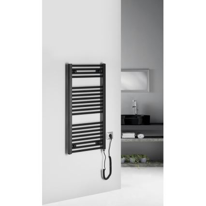 Aqualine - Radiador eléctrico de baño DIRECT-E 300W 96x45 cm negro mate