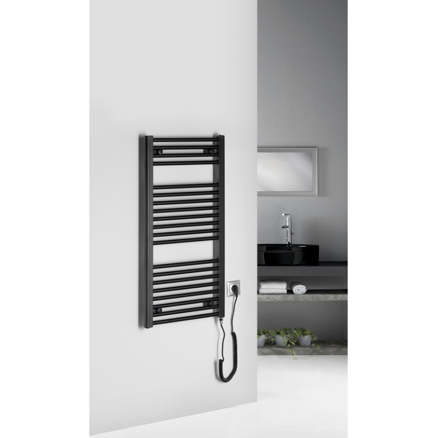Aqualine - Radiador eléctrico de baño DIRECT-E 300W 96x45 cm negro mate