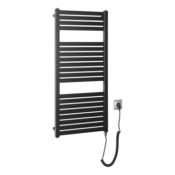 Aqualine - Radiador eléctrico de baño TONDI-E 300 W 97 x 45 cm negro mate