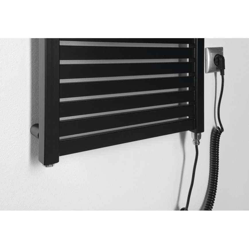 Aqualine - Radiador eléctrico de baño TONDI-E 300 W 97 x 45 cm negro mate