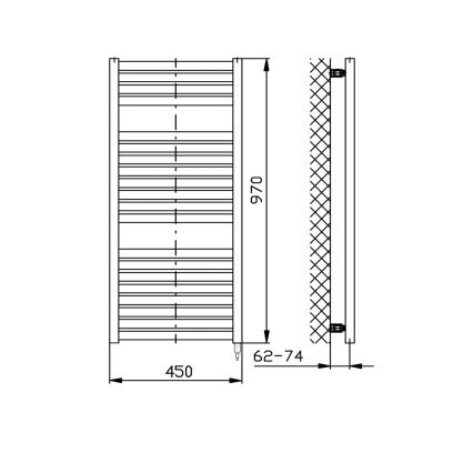 Aqualine - Radiador eléctrico de baño TONDI-E 300 W 97 x 45 cm negro mate