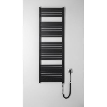 Aqualine - Radiador eléctrico de baño TONDI-E 500W 133x45 cm negro mate