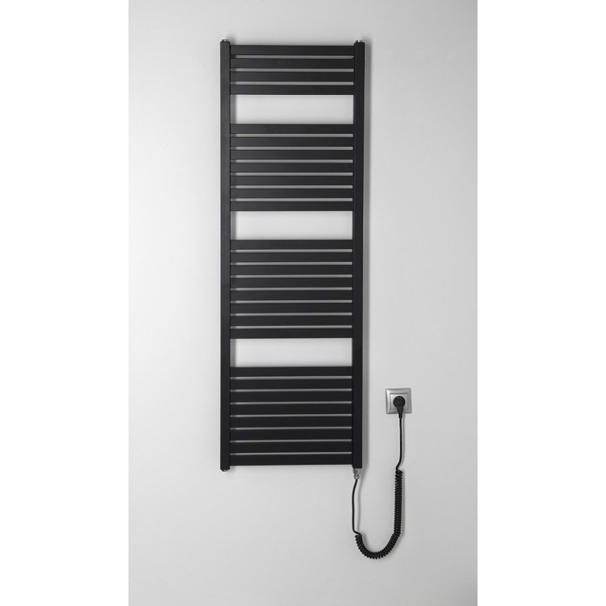 Aqualine - Radiador eléctrico de baño TONDI-E 500W 133x45 cm negro mate