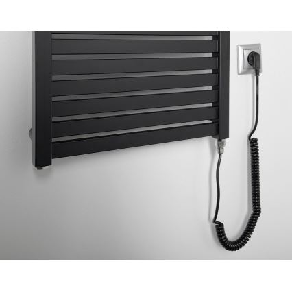Aqualine - Radiador eléctrico de baño TONDI-E 500W 133x45 cm negro mate