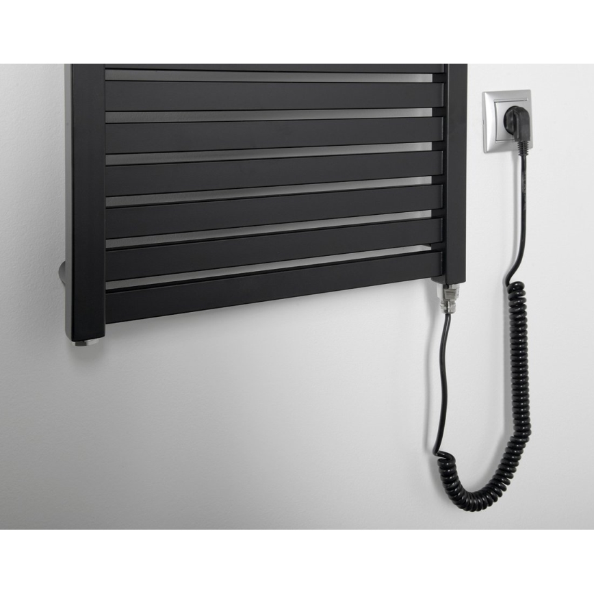 Aqualine - Radiador eléctrico de baño TONDI-E 500W 133x45 cm negro mate
