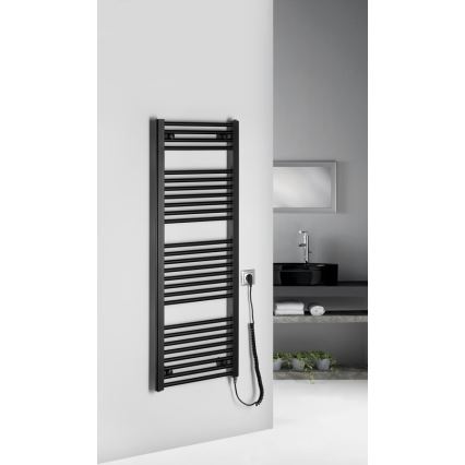 Aqualine - Radiador eléctrico para baño DIRECT-E 400W 132x45 cm negro mate