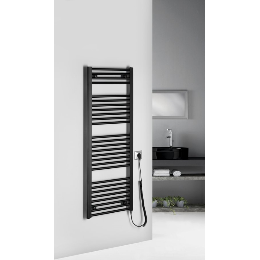 Aqualine - Radiador eléctrico para baño DIRECT-E 400W 132x45 cm negro mate