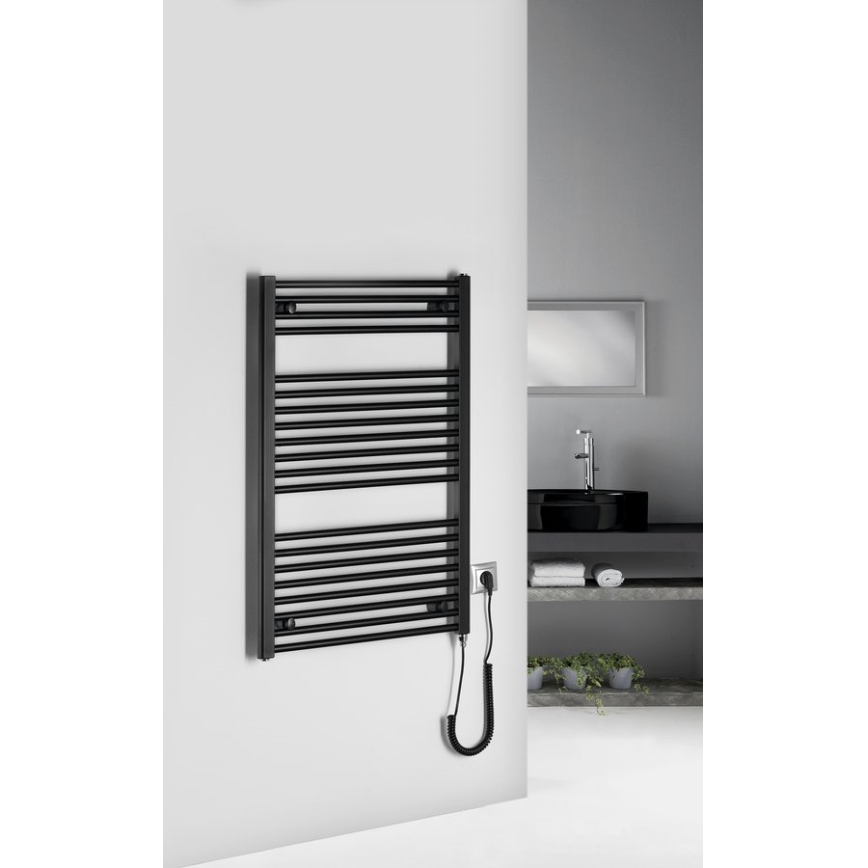 Aqualine - Radiador eléctrico para baño DIRECT-E 400W 96x60 cm negro mate