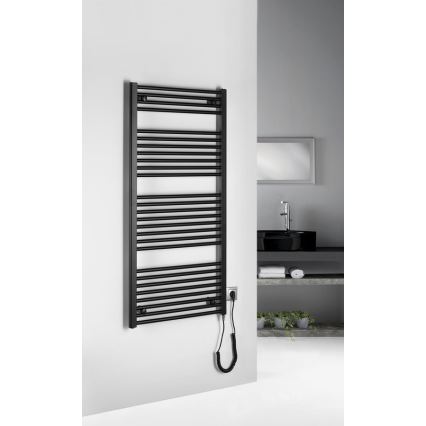 Aqualine - Radiador eléctrico para baño DIRECT-E 600W 132x60 cm negro mate