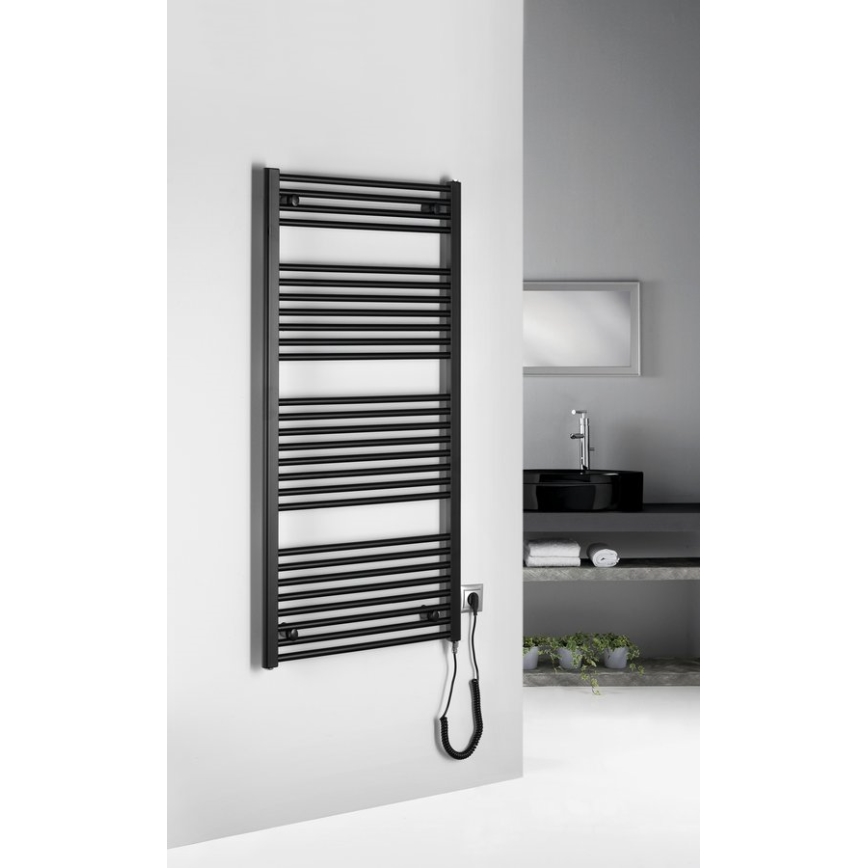 Aqualine - Radiador eléctrico para baño DIRECT-E 600W 132x60 cm negro mate