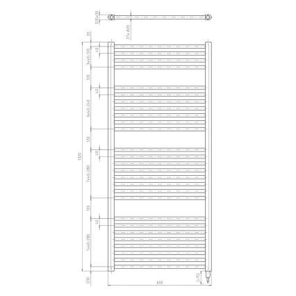 Aqualine - Radiador eléctrico para baño DIRECT-E 600W 132x60 cm negro mate