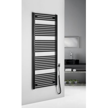 Aqualine - Radiador eléctrico para baño DIRECT-E 800W 168x60 cm negro mate