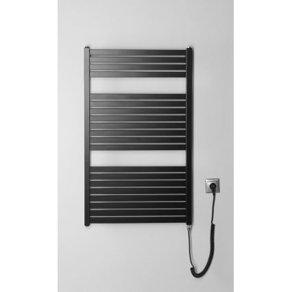 Aqualine - Radiador eléctrico para baño TONDI-E 400W 97x60 cm negro mate