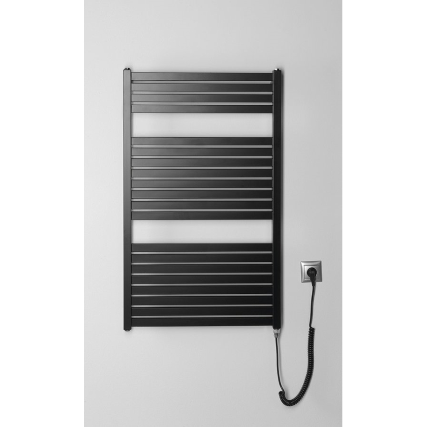 Aqualine - Radiador eléctrico para baño TONDI-E 400W 97x60 cm negro mate