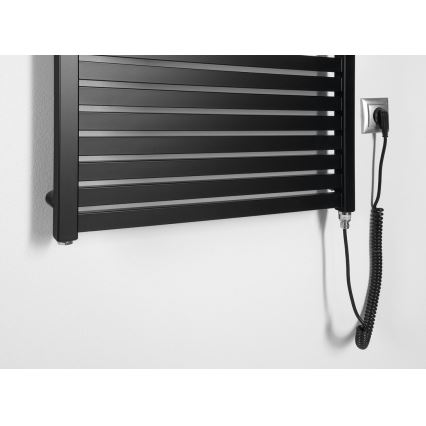 Aqualine - Radiador eléctrico para baño TONDI-E 400W 97x60 cm negro mate