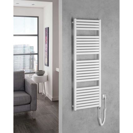 Aqualine - Radiador eléctrico para baño TONDI-E 500 W 133 x 45 cm blanco