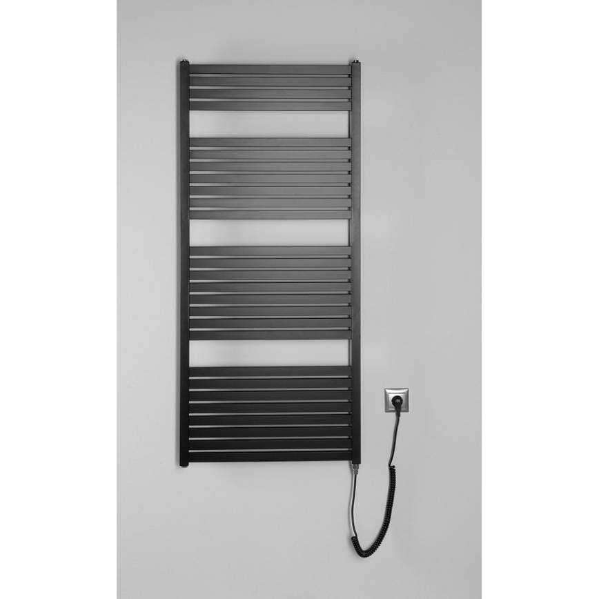 Aqualine - Radiador eléctrico para baño TONDI-E 600W 133x60 cm negro mate