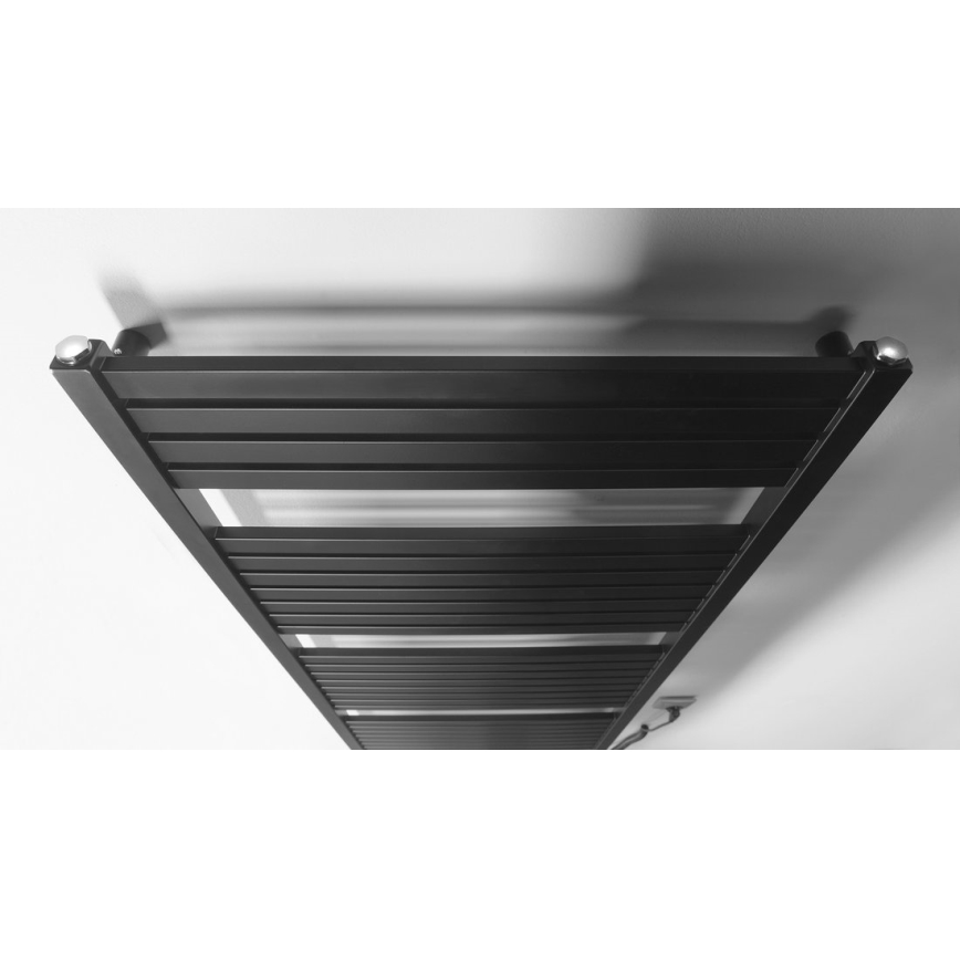 Aqualine - Radiador eléctrico para baño TONDI-E 600W 133x60 cm negro mate