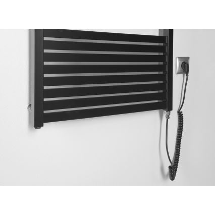 Aqualine - Radiador eléctrico para baño TONDI-E 600W 133x60 cm negro mate