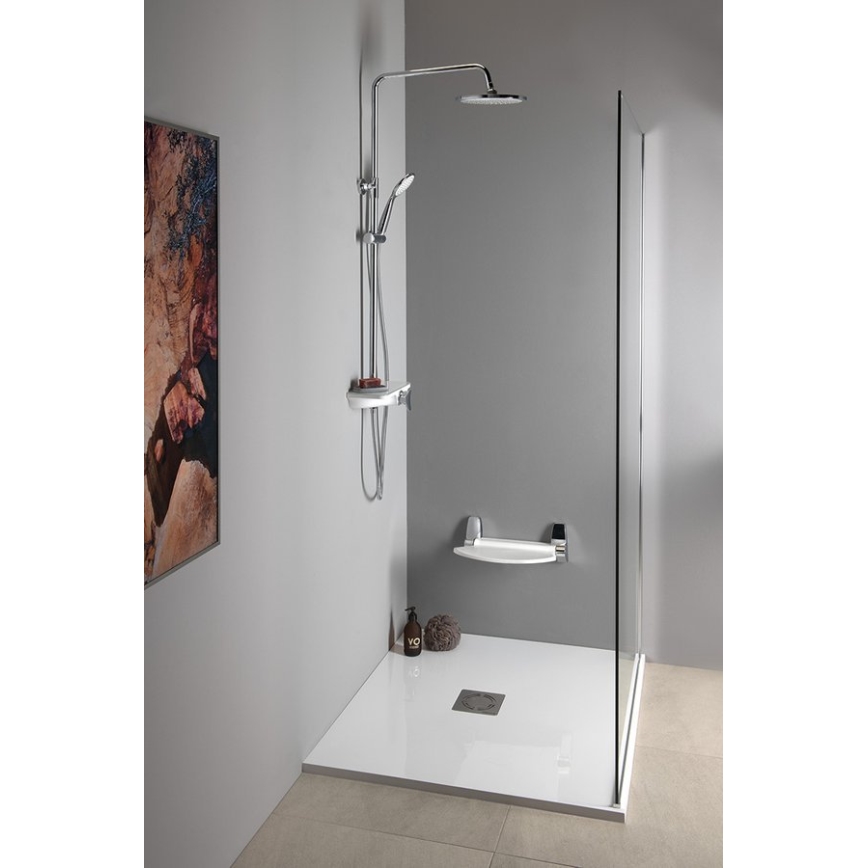 Aqualine - Set de ducha con grifo, cromo brillante/blanco