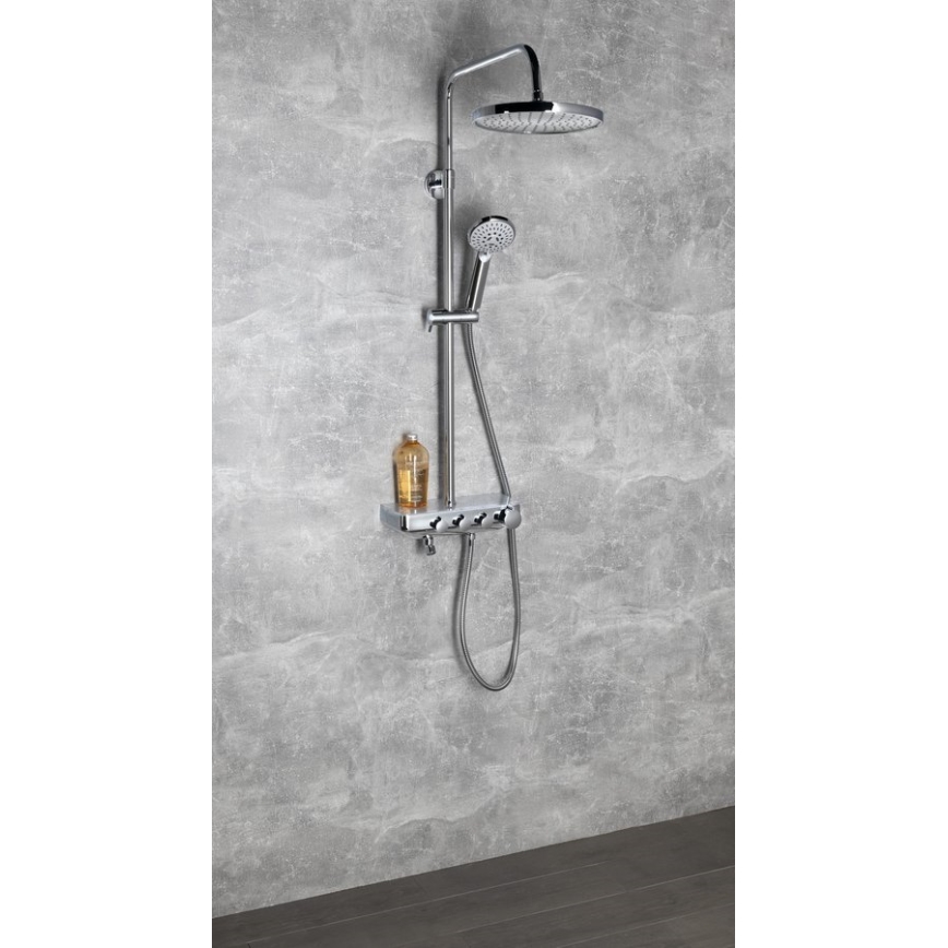 Aqualine - Set de ducha FARRAO con mezclador, acabado en cromo brillante