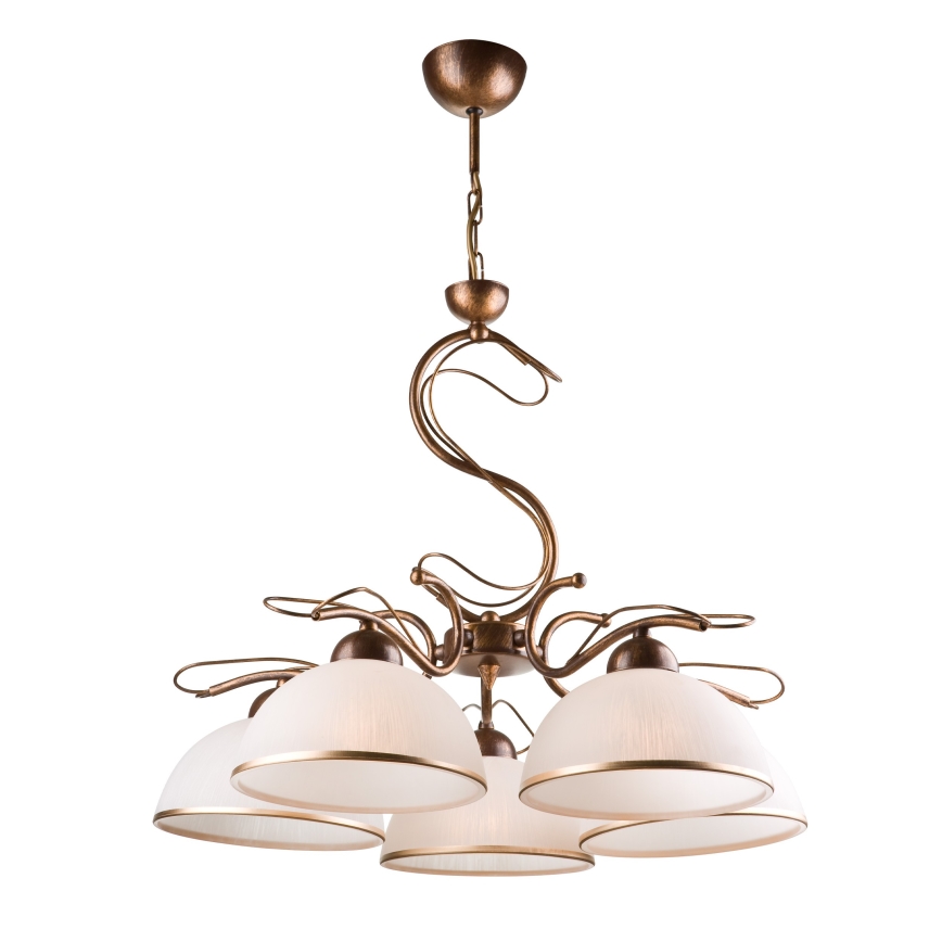 Araña con cadena COBRA 5xE27/60W/230V bronce/pátina