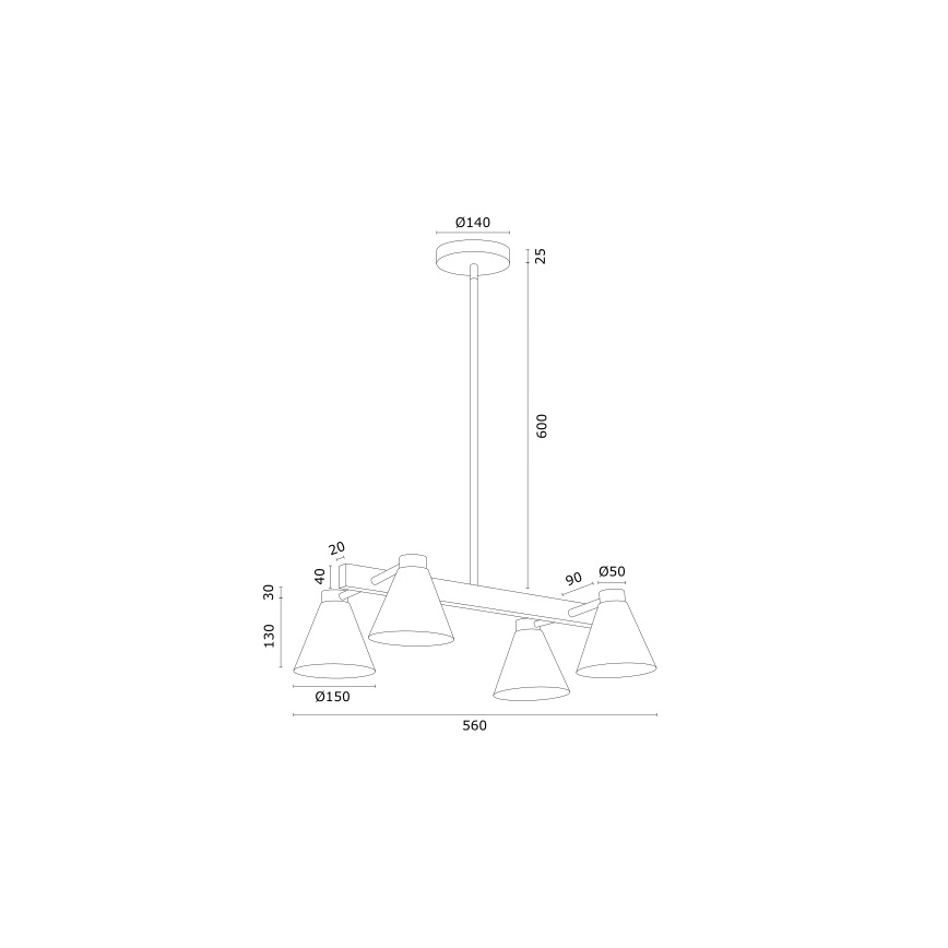 Argon 1774 - Lámpara colgante AVALONE 4xE27/15W/230V negro/dorado