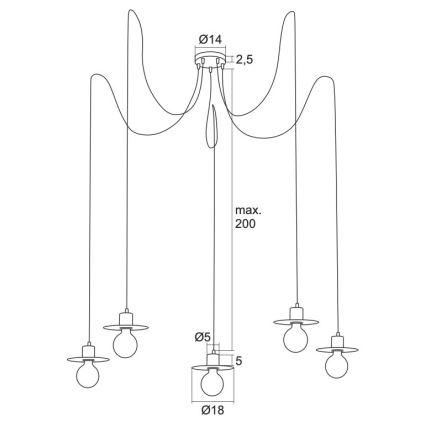 Argon 2079 - Lámpara colgante CORSO 5xE27/15W/230V araña cromo brillante