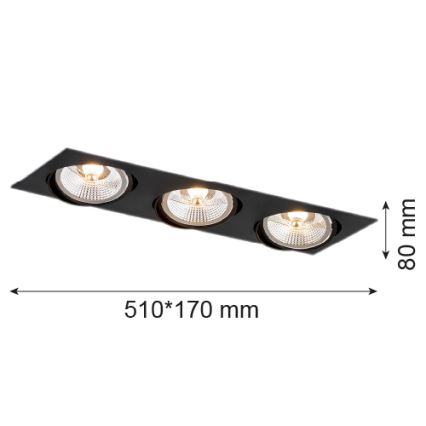 Argon 6116 - Lámpara empotrada OLIMP 3xGU10-AR111/12W/230V negro