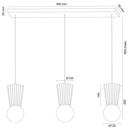 Argon 6357 - Lámpara colgante para baño con cable VOLANTE 3xG9/6W/230V IP44 beige