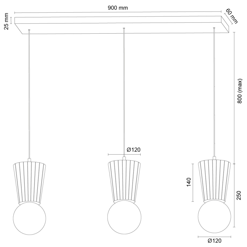 Argon 6357 - Lámpara colgante para baño con cable VOLANTE 3xG9/6W/230V IP44 beige