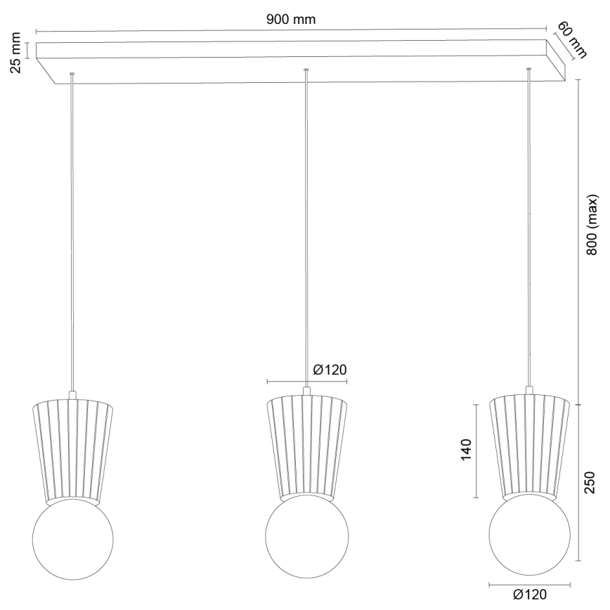 Argon 6358 - Lámpara colgante para baño VOLANTE con cable, 3xG9/6W/230V, IP44, marrón