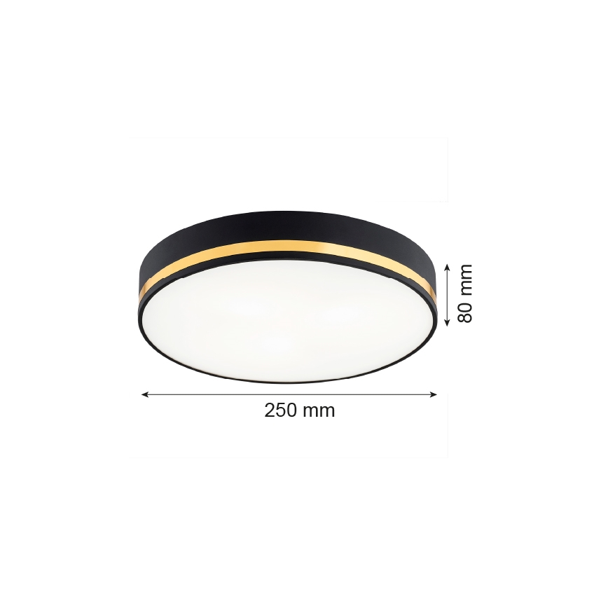 Argon 7040 - Plafón AMORE 2xE27/15W/230V diá. 25 cm negro/dorado