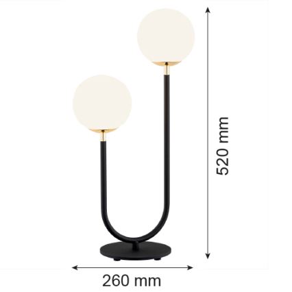 Argon 7072 - Lámpara de mesa FERRONE 2xE14/7W/230V negro/blanco/dorado