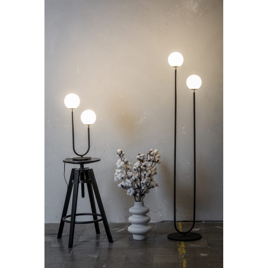 Argon 7073 - Lámpara de pie FERRONE 2xE14/7W/230V negro/blanco/dorado