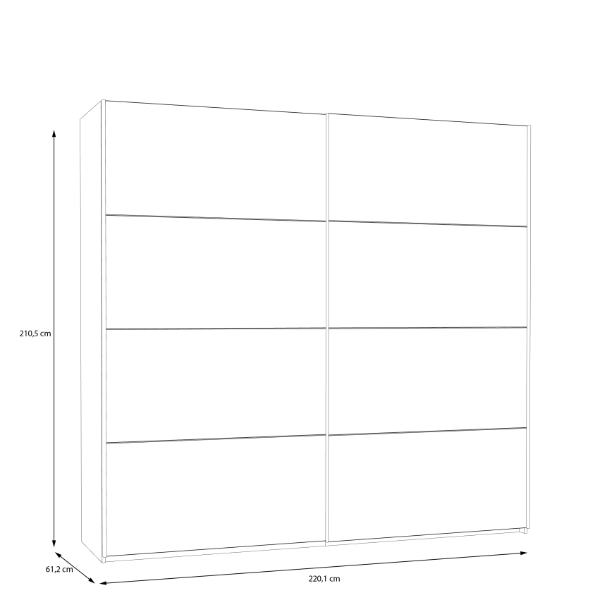 Armario con espejo KARO 220x210 cm blanco